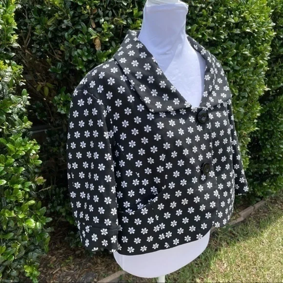 W BY WORTH Black White Floral Blazer 6 - Picture 5 of 13